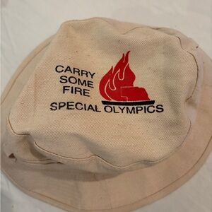 Vintage Carry Some Fire Special Olympic Bucket Hat Off White 100%Cotton